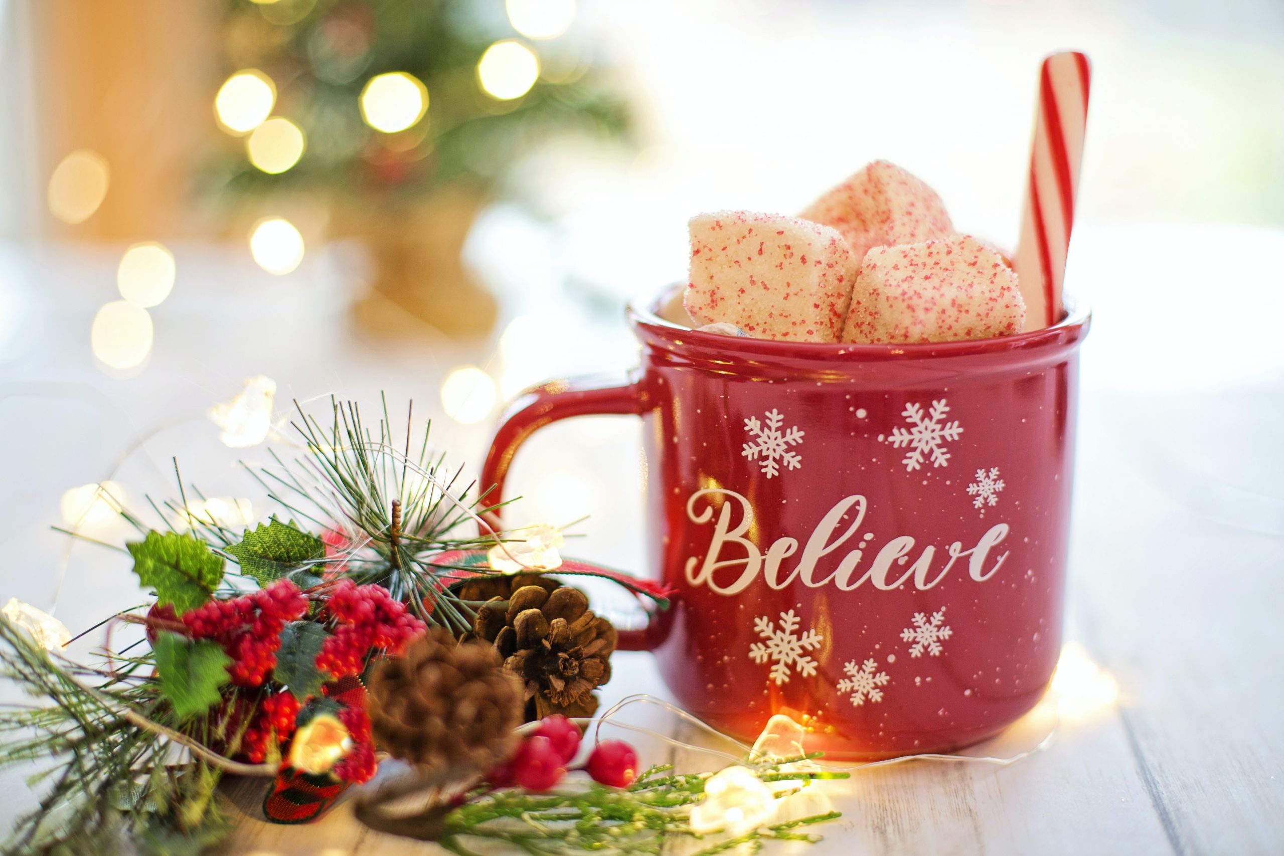 winter holiday mug and decor